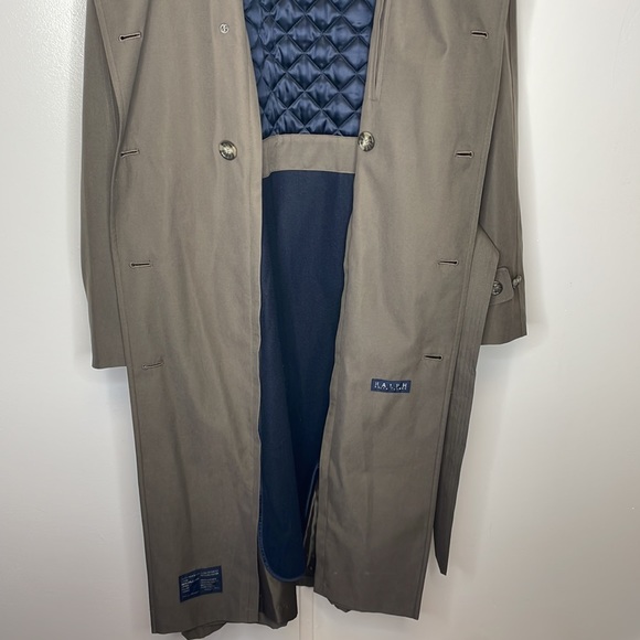 Men's Vintage Ralph Lauren double breasted trench coat brown EUC size 42R - Picture 6 of 16